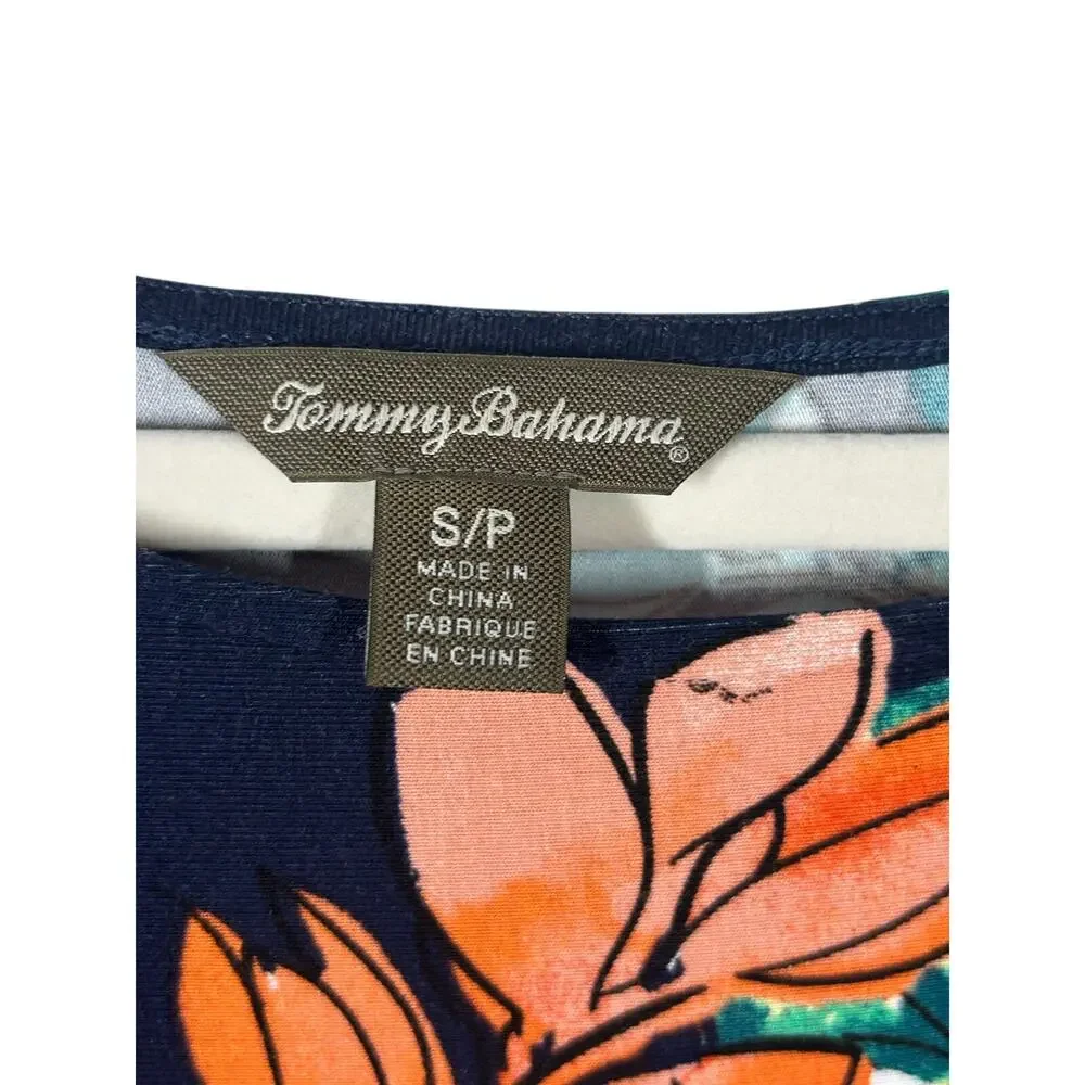Tommy Bahama Tropical Shift Dress Small 3/4 Sleeve Resort Vacation Island Print